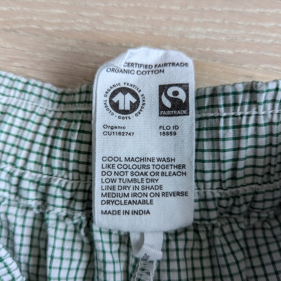 Kowtow certified organic cotton white green checkered shorts size - Picture 7 of 9
